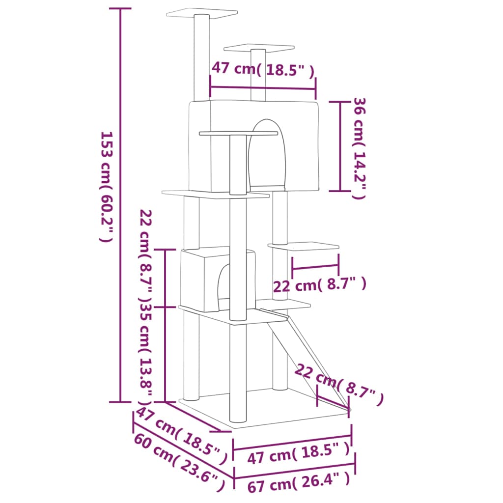 Kissan Kiipeilypuu Sisal- Raapimispylväillä Vaaleanharm. 153 Cm - Image 7